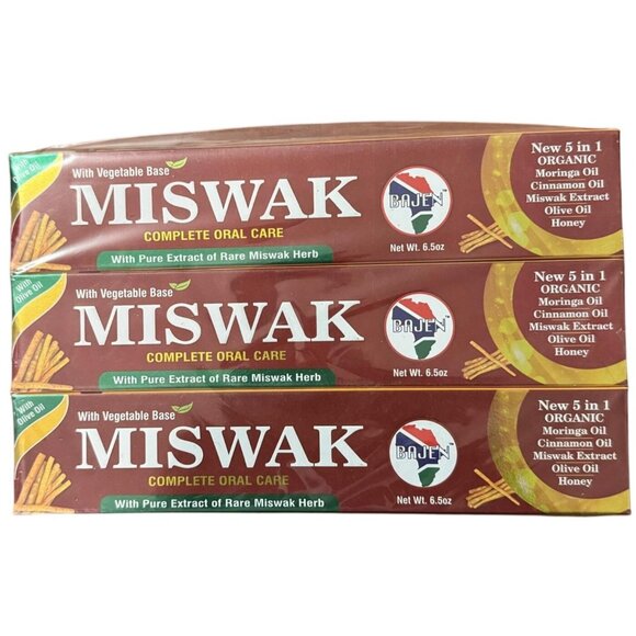 3 Pcs Miswak With Pure Vegetable Base 6.5 Oz Complete Oral Care 5-In-1 Organic I - Picture 1 of 4